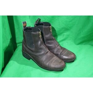 Ariat Boys Devon III Brown Leather Front Zip Paddock Riding Ankle Boots Size 4